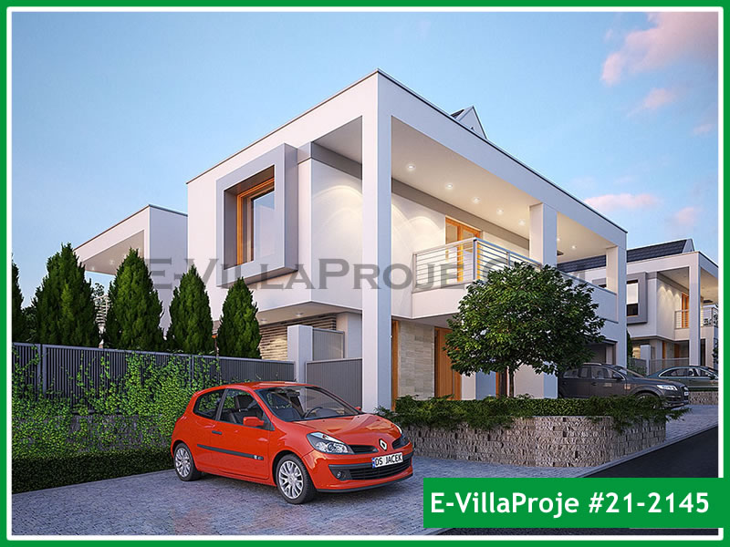 255 m² 2 Katlı (Dubleks) 5+1 Modern Çelik Yapı Villa (Ev Villa Proje #21 - 2145) Cephe Görünümü ve Kat Planı