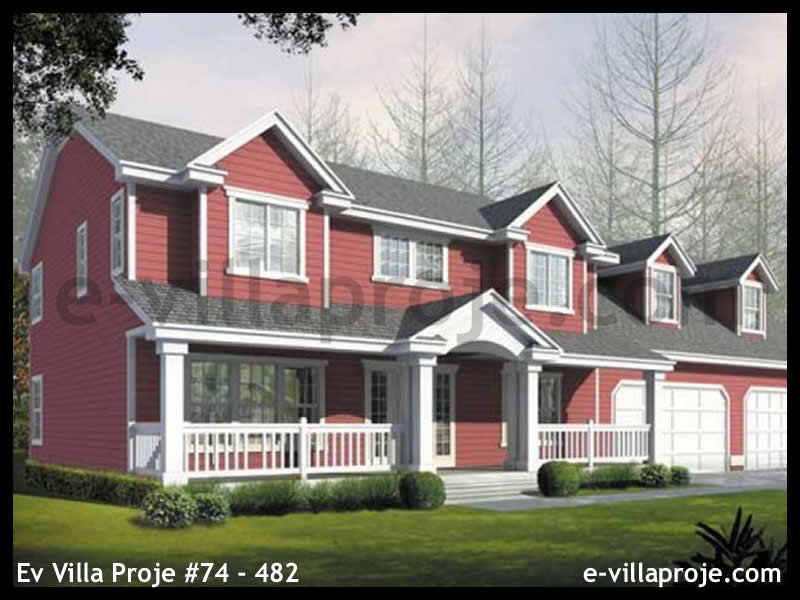 257 m² 2 Katlı (Dubleks) 5+1 Amerikan Çelik Yapı Villa (Ev Villa Proje #74 - 482) Cephe Görünümü ve Kat Planı