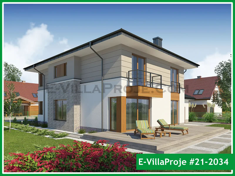 259 m² 2 Katlı (Dubleks) 5+1 Ekonomik Çelik Yapı Villa (Ev Villa Proje #21 - 2034) Cephe Görünümü ve Kat Planı