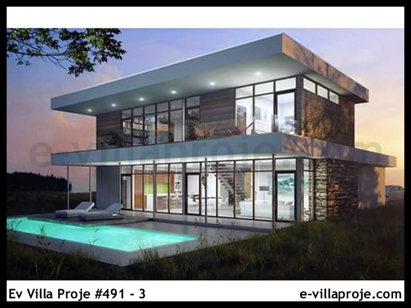 260 m² 2 Katlı (Dubleks) 5+1 Modern Çelik Yapı Villa (Ev Villa Proje #491 - 3) Cephe Görünümü ve Kat Planı
