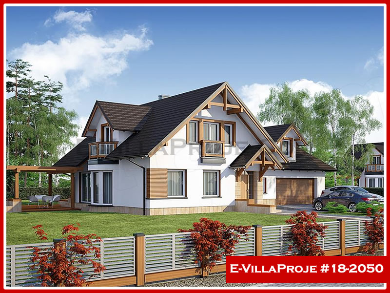 263 m² 2 Katlı (Dubleks) 5+1 Modern Çelik Yapı Villa (Ev Villa Proje #18 - 2050) Cephe Görünümü ve Kat Planı