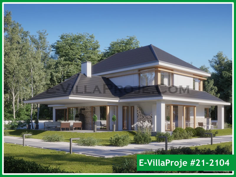 264 m² 2 Katlı (Dubleks) 5+1 Amerikan Çelik Yapı Villa (Ev Villa Proje #21 - 2104) Cephe Görünümü ve Kat Planı
