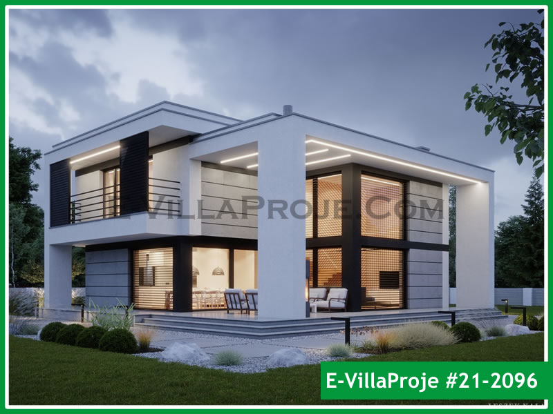 265 m² 2 Katlı (Dubleks) 5+1 Modern Çelik Yapı Villa (Ev Villa Proje #21 - 2096) Cephe Görünümü ve Kat Planı