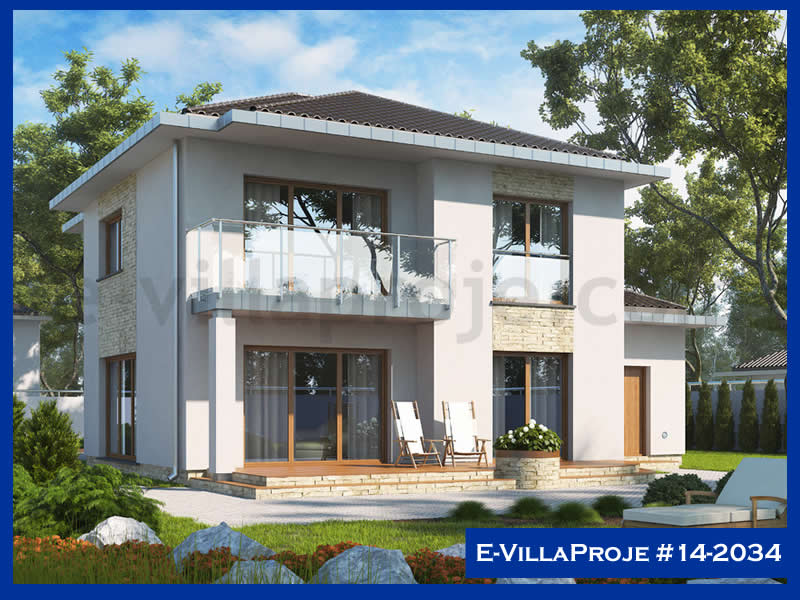 266 m² 2 Katlı (Dubleks) 5+1 Modern Çelik Yapı Villa (Ev Villa Proje #14 - 2034) Cephe Görünümü ve Kat Planı