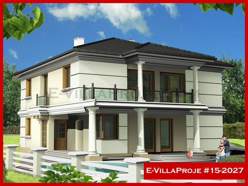 266 m² 2 Katlı (Dubleks) 5+1 Modern Çelik Yapı Villa (Ev Villa Proje #15 - 2027) Cephe Görünümü ve Kat Planı