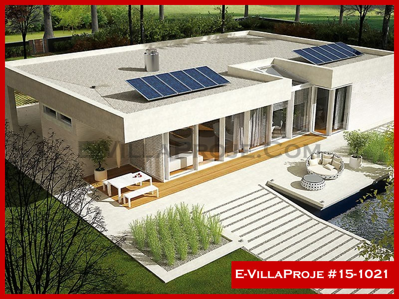 267 m² Tek Katlı 5+1 Taş Çelik Yapı Villa (Ev Villa Proje #15 - 1021) Cephe Görünümü ve Kat Planı