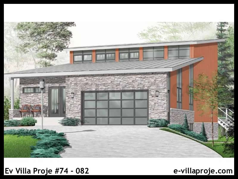 267 m² 3 Katlı (Dubleks) 5+1 Taş Çelik Yapı Villa (Ev Villa Proje #74 - 082) Cephe Görünümü ve Kat Planı
