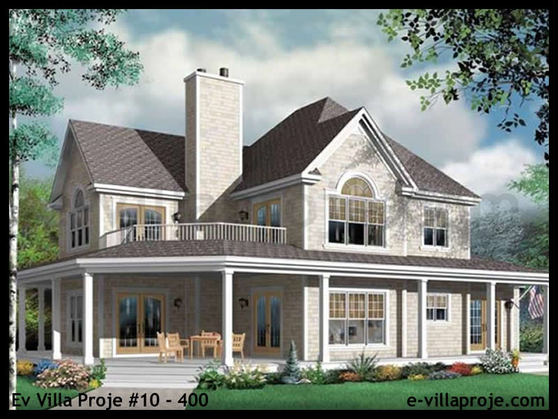 270 m² 2 Katlı (Dubleks) 5+1 Çiftlik Çelik Yapı Villa (Ev Villa Proje #10 - 400) Cephe Görünümü ve Kat Planı