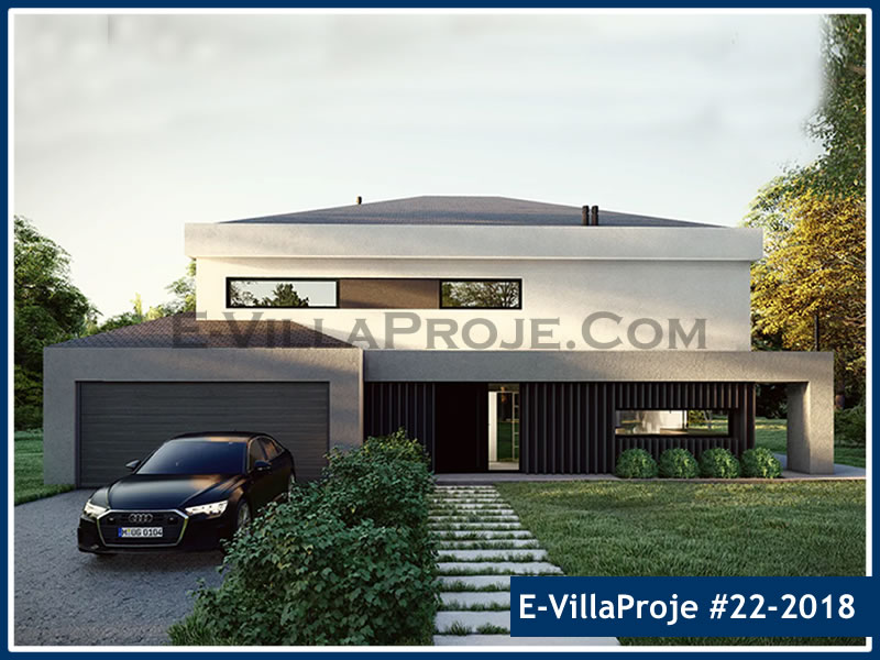 277 m² 2 Katlı (Dubleks) 5+1 Modern Çelik Yapı Villa (Ev Villa Proje #22 - 2018) Cephe Görünümü ve Kat Planı
