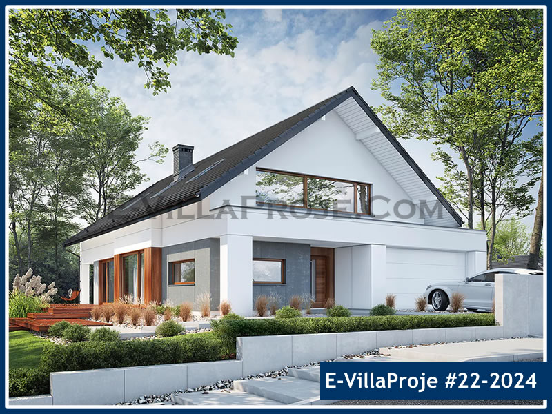 280 m² 2 Katlı (Dubleks) 5+1 Amerikan Çelik Yapı Villa (Ev Villa Proje #22 - 2024) Cephe Görünümü ve Kat Planı