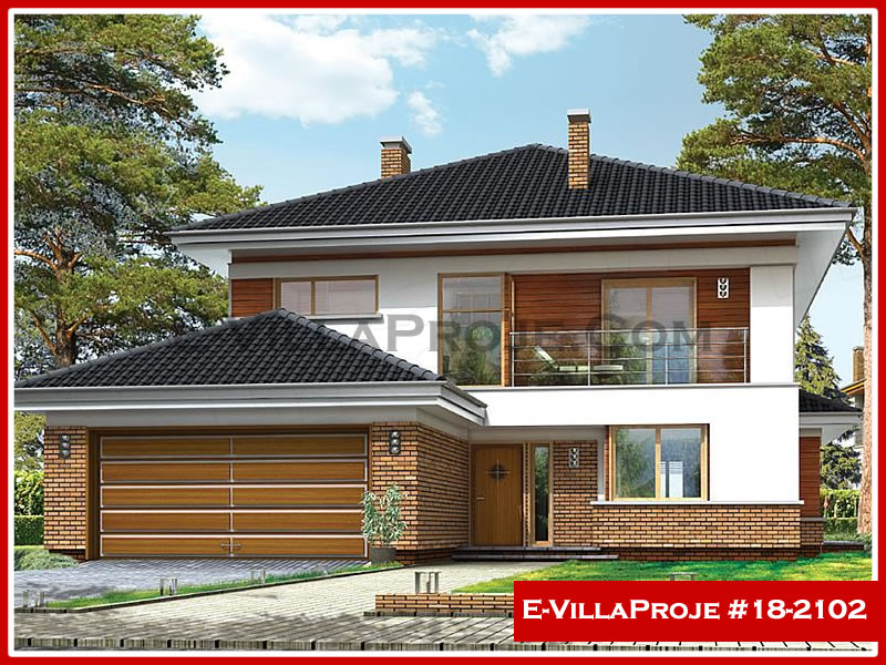280 m² 2 Katlı (Dubleks) 5+1 Modern Çelik Yapı Villa (Ev Villa Proje #18 - 2102) Cephe Görünümü ve Kat Planı