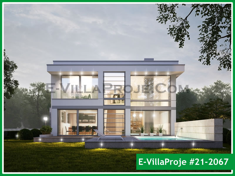 284 m² 2 Katlı (Dubleks) 5+1 Modern Çelik Yapı Villa (Ev Villa Proje #21 - 2067) Cephe Görünümü ve Kat Planı