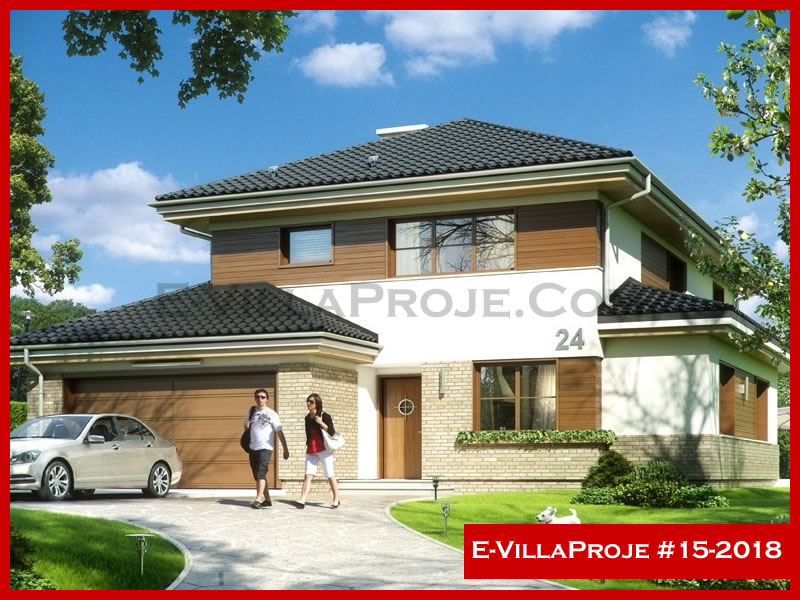 284 m² 2 Katlı (Dubleks) 5+1 Modern Çelik Yapı Villa (Ev Villa Proje #15 - 2018) Cephe Görünümü ve Kat Planı