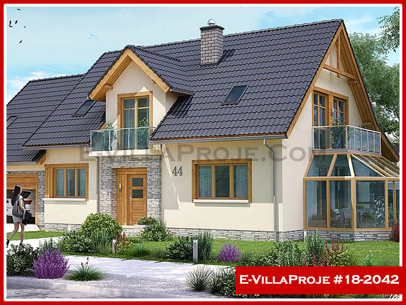 285 m² 2 Katlı (Dubleks) 5+1 Özel Tasarım  Proje Çelik Yapı Villa (Ev Villa Proje #18 - 2042) Cephe Görünümü ve Kat Planı
