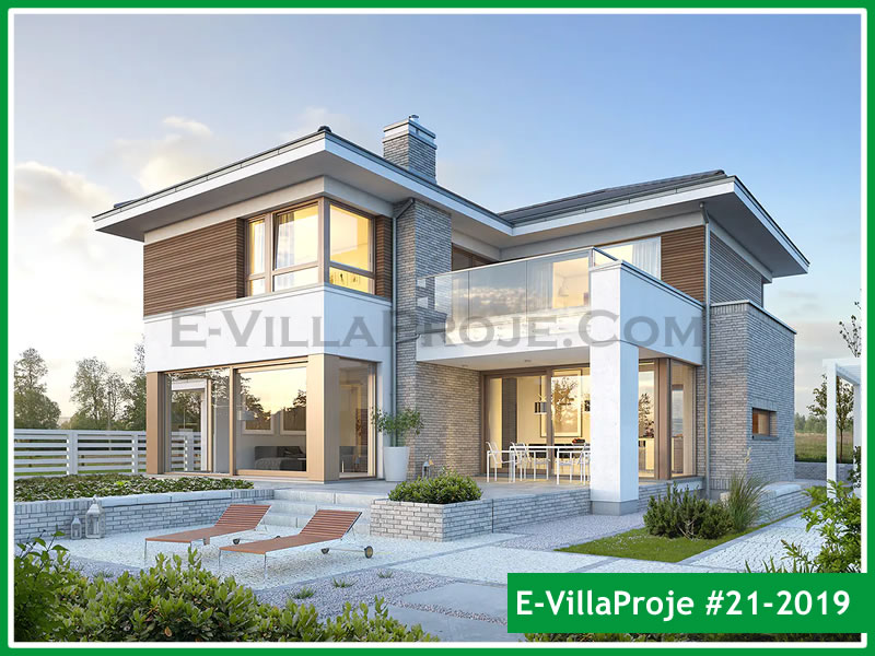 287 m² 2 Katlı (Dubleks) 5+1 Modern Çelik Yapı Villa (Ev Villa Proje #21 - 2019) Cephe Görünümü ve Kat Planı