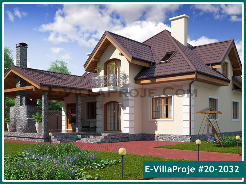 292 m² 2 Katlı (Dubleks) 5+1 Amerikan Çelik Yapı Villa (Ev Villa Proje #20 - 2032) Cephe Görünümü ve Kat Planı