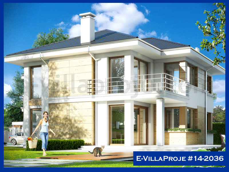 295 m² 2 Katlı (Dubleks) 5+1 Modern Çelik Yapı Villa (Ev Villa Proje #14 - 2036) Cephe Görünümü ve Kat Planı