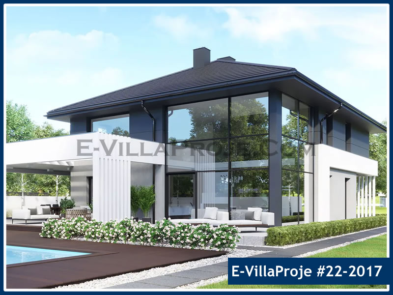296 m² 2 Katlı (Dubleks) 5+1 Modern Çelik Yapı Villa (Ev Villa Proje #22 - 2017) Cephe Görünümü ve Kat Planı
