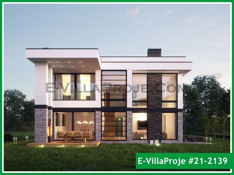 300 m² 2 Katlı (Dubleks) 5+1 Modern Çelik Yapı Villa (Ev Villa Proje #21 - 2139) Cephe Görünümü ve Kat Planı