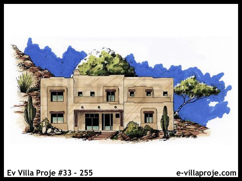 309 m² 2 Katlı (Dubleks) 5+1 Taş Çelik Yapı Villa (Ev Villa Proje #33 - 255) Cephe Görünümü ve Kat Planı