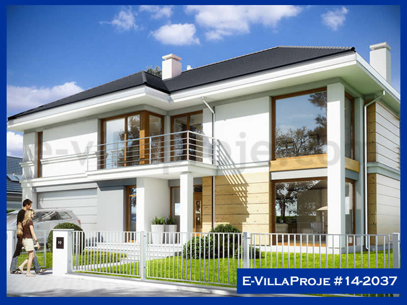 311 m² 2 Katlı (Dubleks) 5+1 Modern Çelik Yapı Villa (Ev Villa Proje #14 - 2037) Cephe Görünümü ve Kat Planı