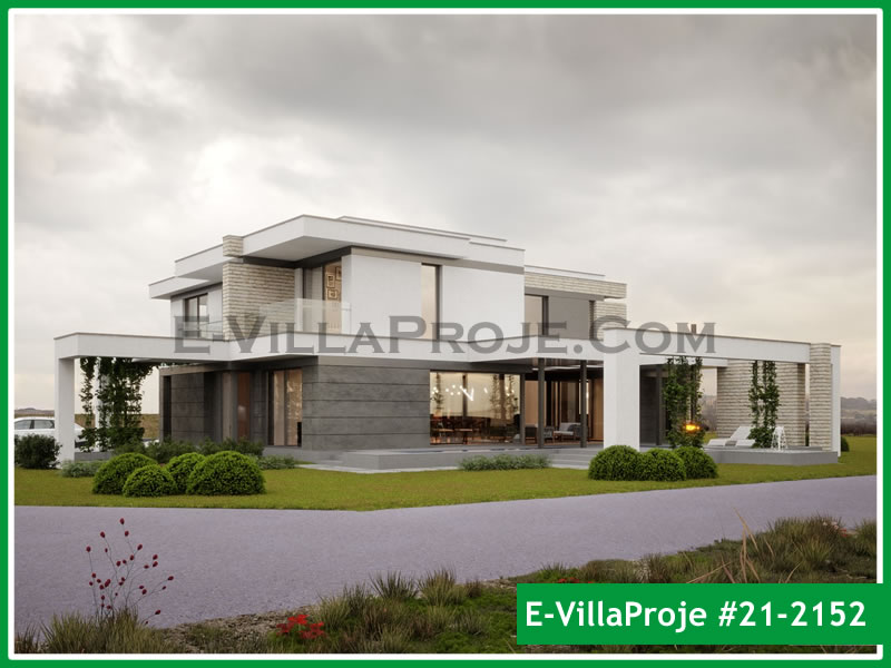 316 m² 2 Katlı (Dubleks) 5+1 Modern Çelik Yapı Villa (Ev Villa Proje #21 - 2152) Cephe Görünümü ve Kat Planı