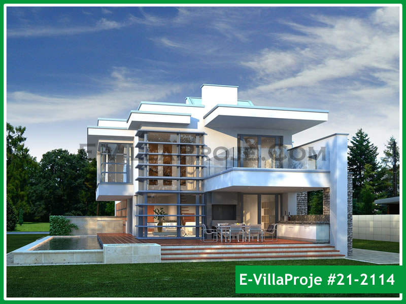 328 m² 2 Katlı (Dubleks) 5+1 Modern Çelik Yapı Villa (Ev Villa Proje #21 - 2114) Cephe Görünümü ve Kat Planı