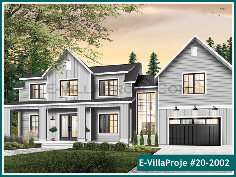 340 m² 2 Katlı (Dubleks) 5+1 Modern Çelik Yapı Villa (Ev Villa Proje #20 - 2002) Cephe Görünümü ve Kat Planı