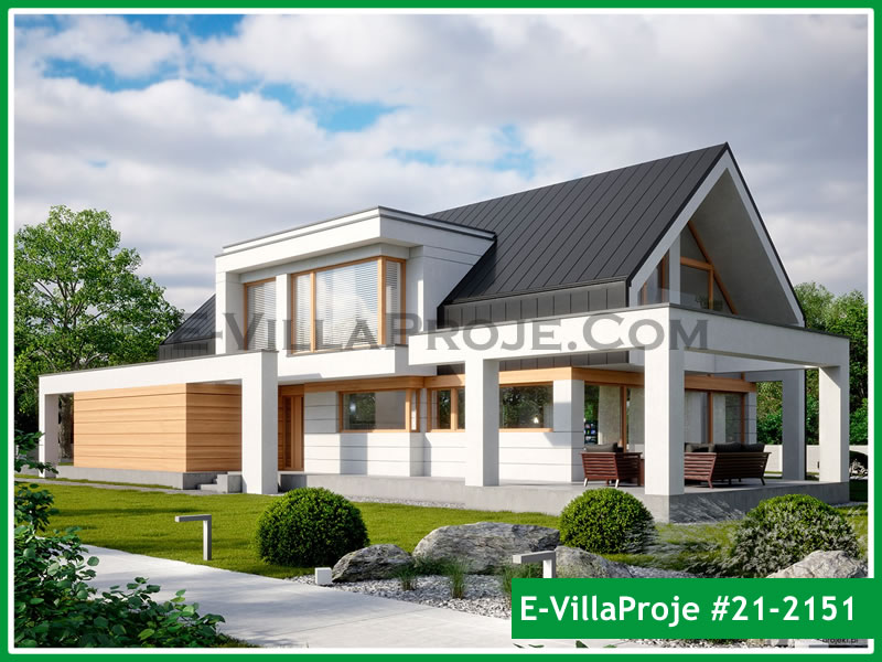 343 m² 2 Katlı (Dubleks) 5+1 Modern Çelik Yapı Villa (Ev Villa Proje #21 - 2151) Cephe Görünümü ve Kat Planı