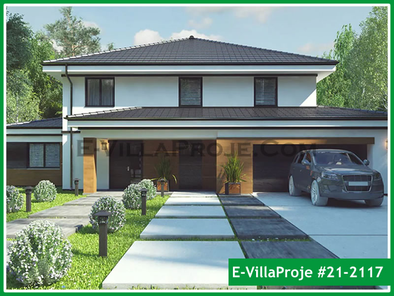 349 m² 2 Katlı (Dubleks) 5+1 Geleneksel Çelik Yapı Villa (Ev Villa Proje #21 - 2117) Cephe Görünümü ve Kat Planı