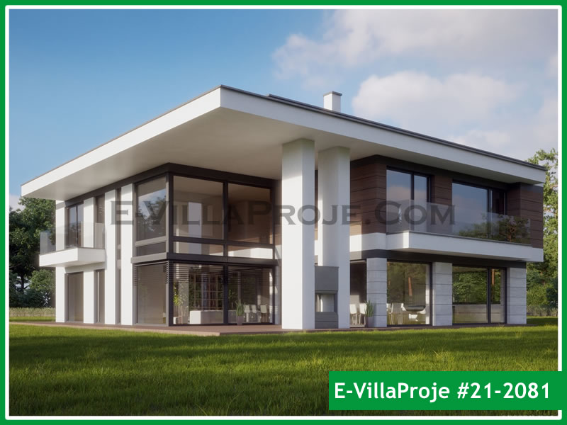 380 m² 2 Katlı (Dubleks) 5+1 Modern Çelik Yapı Villa (Ev Villa Proje #21 - 2081) Cephe Görünümü ve Kat Planı