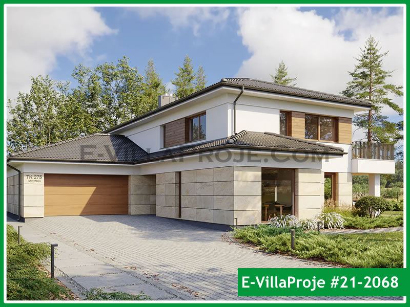 382 m² 2 Katlı (Dubleks) 5+1 Geleneksel Çelik Yapı Villa (Ev Villa Proje #21 - 2068) Cephe Görünümü ve Kat Planı