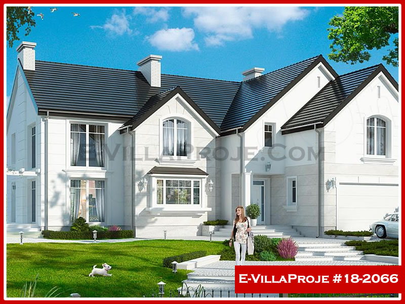 383 m² 2 Katlı (Dubleks) 5+1 Ultra Lüks Çelik Yapı Villa (Ev Villa Proje #18 - 2066) Cephe Görünümü ve Kat Planı