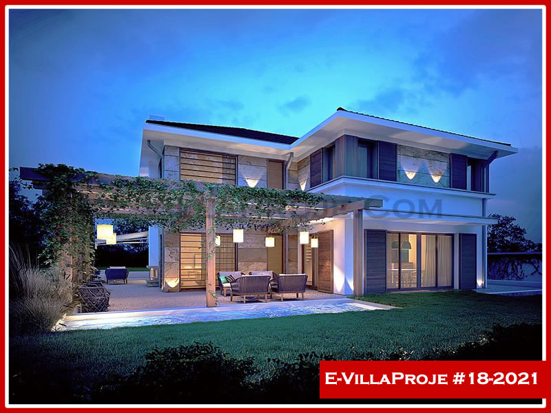 391 m² 2 Katlı (Dubleks) 5+1 Taş Çelik Yapı Villa (Ev Villa Proje #18 - 2021) Cephe Görünümü ve Kat Planı