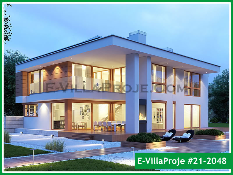 391 m² 2 Katlı (Dubleks) 5+1 Özel Tasarım  Proje Çelik Yapı Villa (Ev Villa Proje #21 - 2048) Cephe Görünümü ve Kat Planı