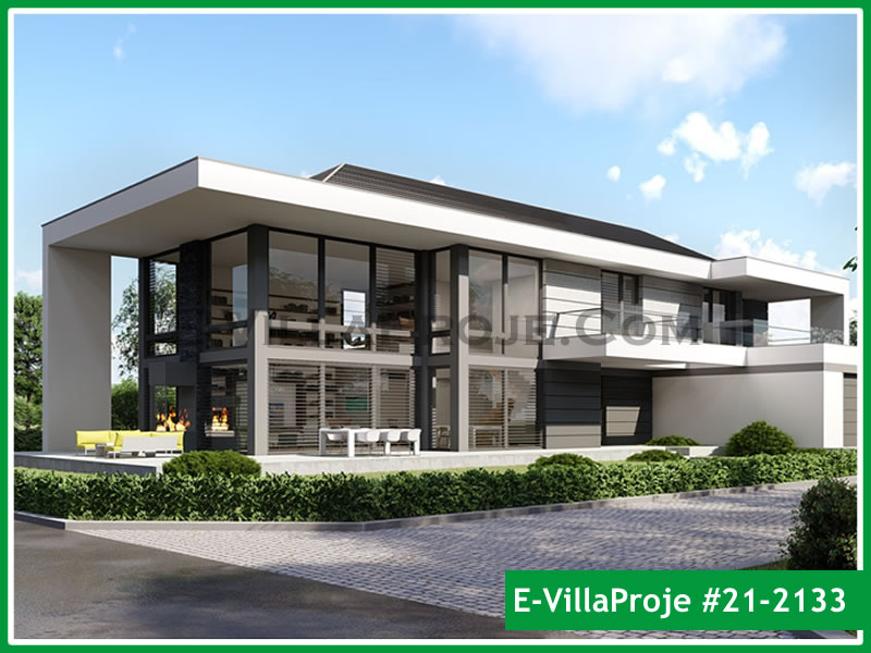 401 m² 2 Katlı (Dubleks) 5+1 Modern Çelik Yapı Villa (Ev Villa Proje #21 - 2133) Cephe Görünümü ve Kat Planı