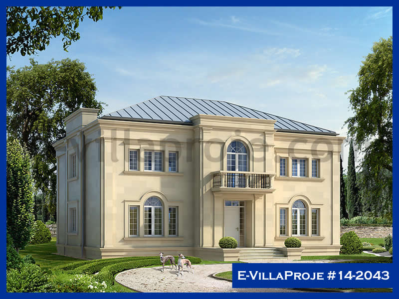 414 m² 2 Katlı (Dubleks) 5+1 Modern Çelik Yapı Villa (Ev Villa Proje #14 - 2043) Cephe Görünümü ve Kat Planı