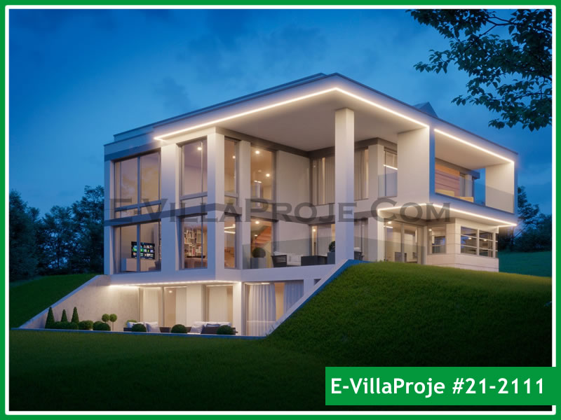 429 m² 2 Katlı (Dubleks) 5+1 Modern Çelik Yapı Villa (Ev Villa Proje #21 - 2111) Cephe Görünümü ve Kat Planı