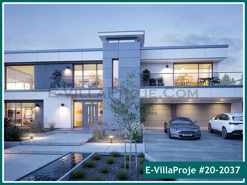 440 m² 2 Katlı (Dubleks) 5+1 Özel Tasarım  Proje Çelik Yapı Villa (Ev Villa Proje #20 - 2037) Cephe Görünümü ve Kat Planı