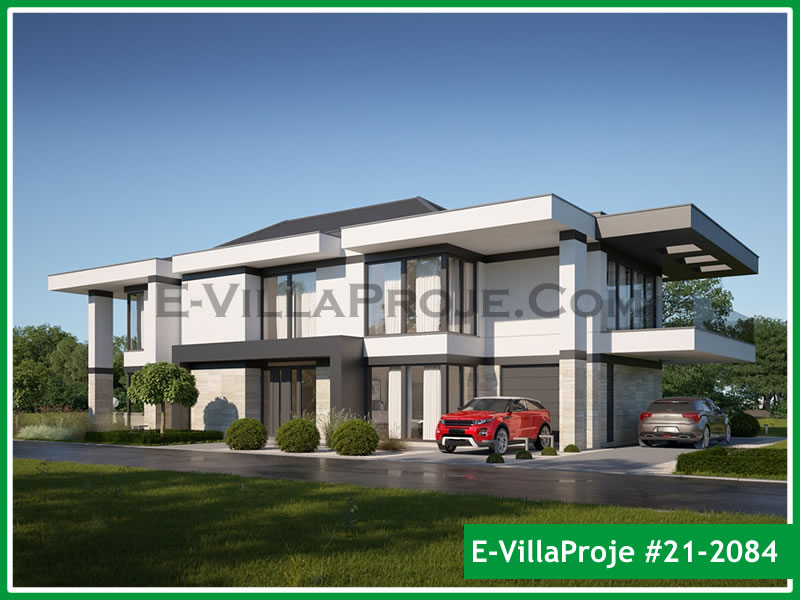 457 m² 2 Katlı (Dubleks) 5+1 Modern Çelik Yapı Villa (Ev Villa Proje #21 - 2084) Cephe Görünümü ve Kat Planı