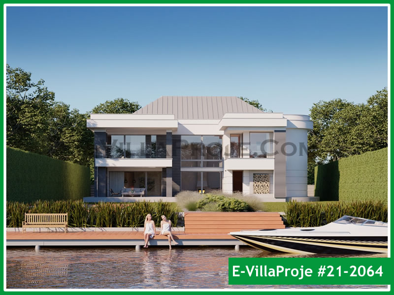 526 m² 2 Katlı (Dubleks) 5+1 Özel Tasarım  Proje Çelik Yapı Villa (Ev Villa Proje #21 - 2064) Cephe Görünümü ve Kat Planı