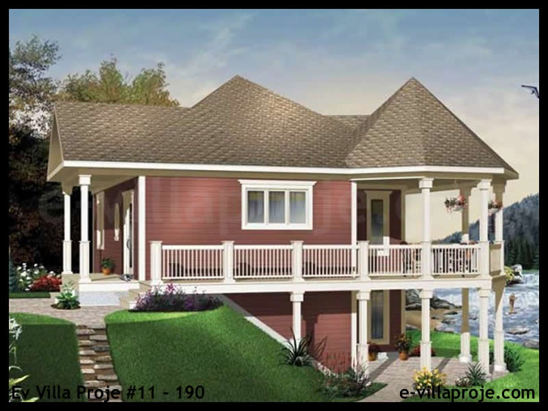 76 m² Tek Katlı 2+1 Bungalov Çelik Yapı Villa (Ev Villa Proje #11 - 190) Cephe Görünümü ve Kat Planı