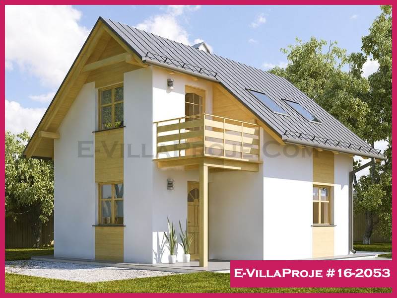 77 m² 2 Katlı (Dubleks) 2+1 Çiftlik Çelik Yapı Villa (Ev Villa Proje #16 - 2053) Cephe Görünümü ve Kat Planı