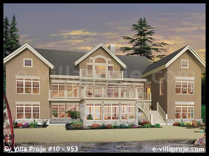 813 m² 3 Katlı (Dubleks) 5+1 Taş Çelik Yapı Villa (Ev Villa Proje #10 - 953) Cephe Görünümü ve Kat Planı