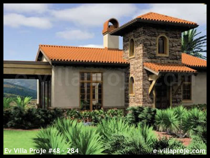 88 m² Tek Katlı 2+1 İspanyol Çelik Yapı Villa (Ev Villa Proje #48 - 284) Cephe Görünümü ve Kat Planı