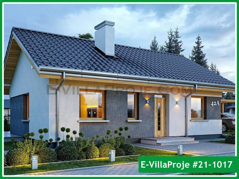 88 m² Tek Katlı 2+1 Ekonomik Çelik Yapı Villa (Ev Villa Proje #21 - 1017) Cephe Görünümü ve Kat Planı