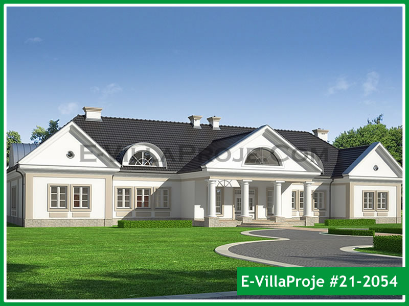 890 m² 2 Katlı (Dubleks) 5+1 Modern Çelik Yapı Villa (Ev Villa Proje #21 - 2054) Cephe Görünümü ve Kat Planı