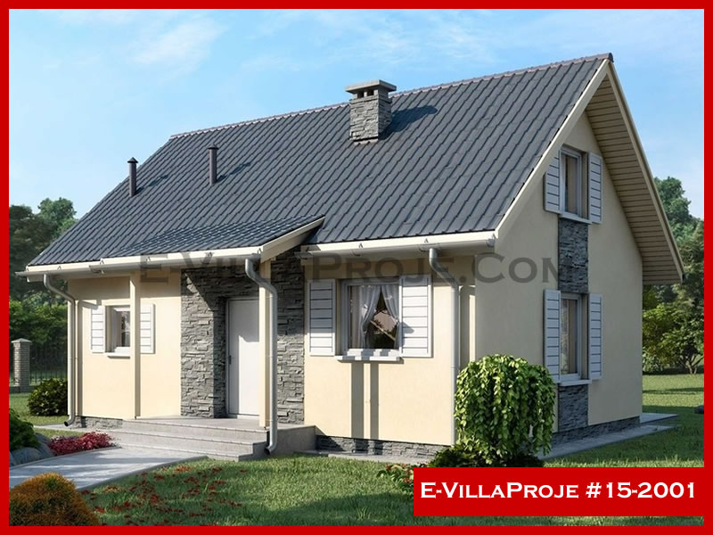 93 m² 2 Katlı (Dubleks) 2+1 Akdeniz Çelik Yapı Villa (Ev Villa Proje #15 - 2001) Cephe Görünümü ve Kat Planı