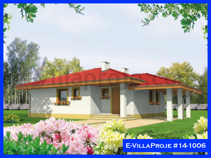 94 m² Tek Katlı 2+1 Özel Tasarım  Proje Çelik Yapı Villa (Ev Villa Proje #14 - 1006) Cephe Görünümü ve Kat Planı