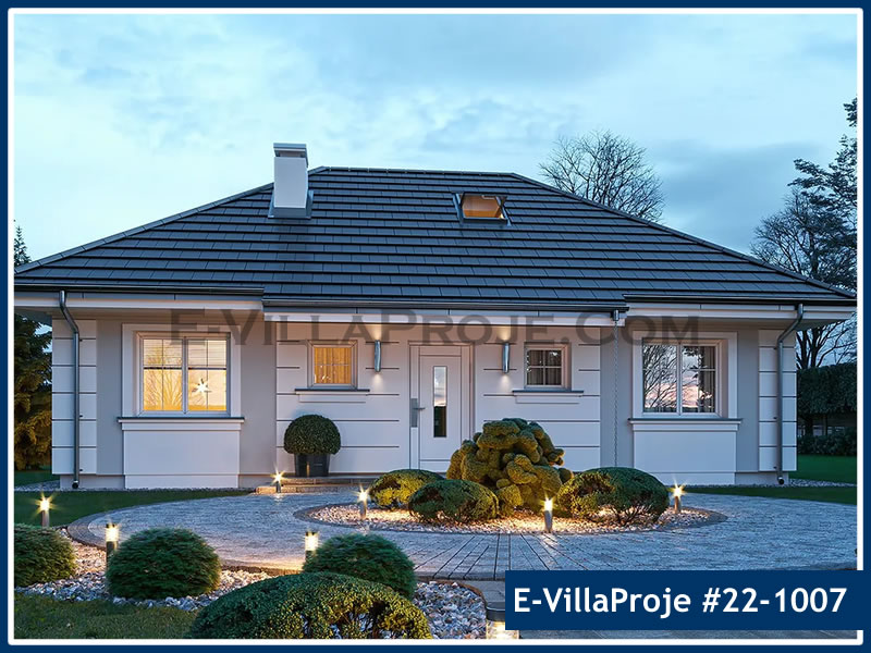 96 m² Tek Katlı 2+1 Geleneksel Çelik Yapı Villa (Ev Villa Proje #22 - 1007) Cephe Görünümü ve Kat Planı